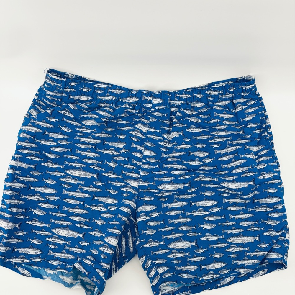 Ocean + Coast Mens XXL Blue Fish Print Swim Trunks 8" Lined Board Shorts